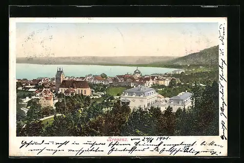 AK Bregenz, Panorama mit Blick auf den Bodensee