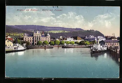 AK Bregenz, Hafen mit Postamt