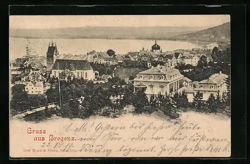 AK Bregenz, Totalansicht mit Bodensee