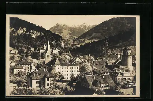 AK Feldkirch, Teilansicht mit Gebirgswand