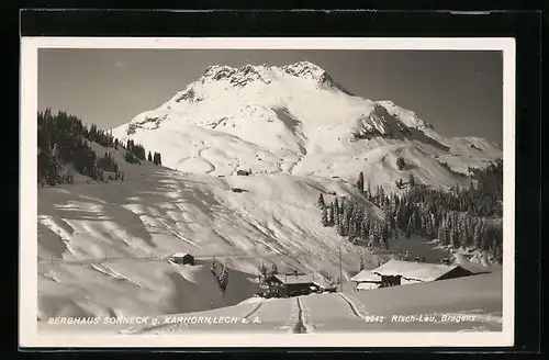 AK Lech, Berghaus Sonneck und Karhorn im Winter