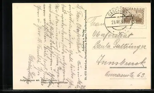 AK Gaschurn, Panoramablick vom Berg aus gesehen