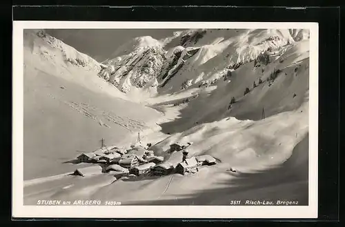 AK Stuben am Arlberg, Totale im Winterglanz