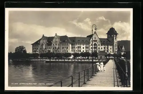 AK Lochau, Blick von der Brücke zum Strand-Palast-Hotel