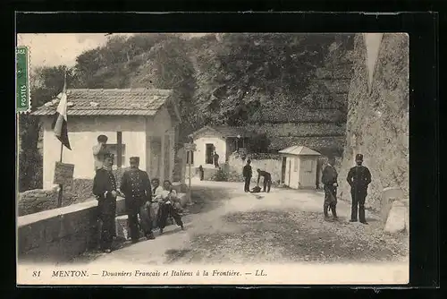 AK Menton, Douaniers Francais et Italiens à la Frontière, Grenze