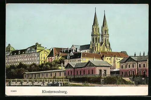 AK Klosterneuburg, Teilansicht mit Kirche