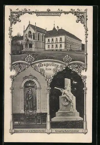 AK Mayerling, Karmeliterinnen-Kloster, Kronprinz Rudolf Denkmal