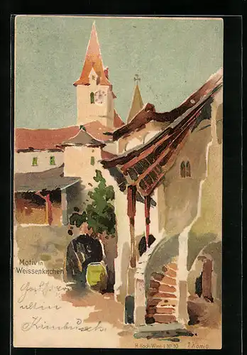 Künstler-AK Weissenkirchen, Ortspartie