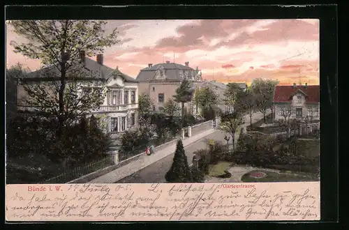 AK Bünde i. W., Gartenstrasse mit Anwohnern