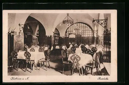 AK Heilbronn a. N., Gasthaus Ratskeller, Innenansicht