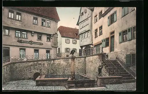 AK Wimpfen a. B., Gasthaus zur Starkenburg und Adlerbrunnen