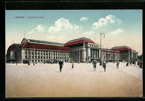 AK Leipzig, Hauptbahnhof, Vorderansicht