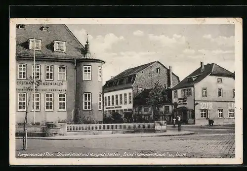 AK Langensalza i. Th., Schwefelbad Ernst-Thälmann-Haus und Linde