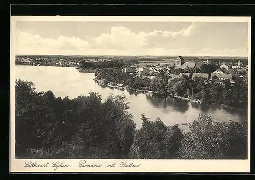 AK Lychen, Panorama mit Stadtsee