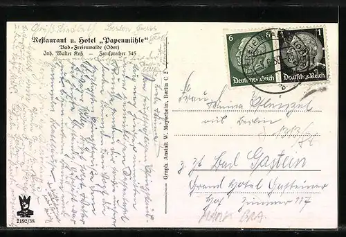 AK Bad Freienwalde / Oder, Restaurant Papenmühle