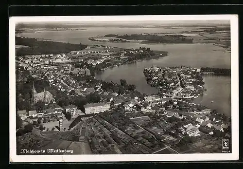AK Malchow in Mecklenburg, Teilansicht, Fliegeraufnahme