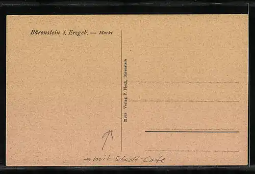 AK Bärenstein i. Erzgeb., Markt mit Stadt-Cafe