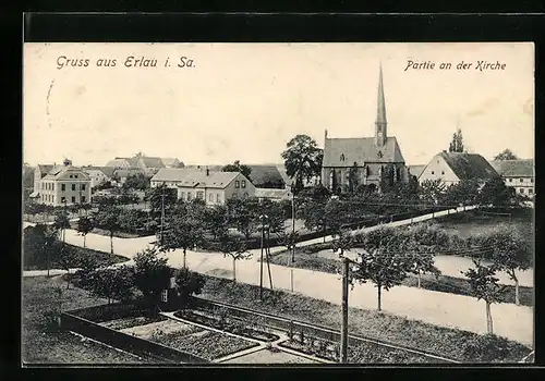 AK Erlau i. Sa., Partie an der Kirche
