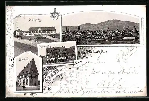 Lithographie Goslar, Bursttuch, Kaiserworth, Kaiserpfalz