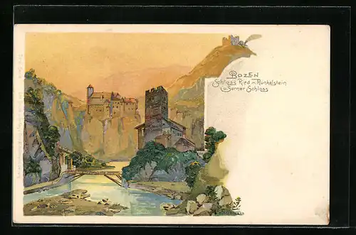 Künstler-AK sign. Hirschmann: Bozen, Schloss Ried mit Runkelstein