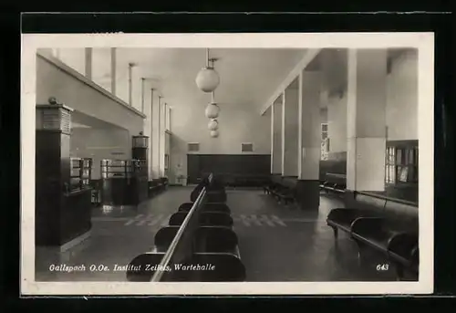 AK Gallspach, Institut Zeileis, Wartehalle, Innenansicht