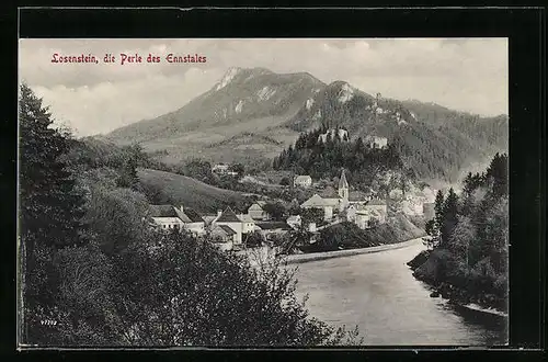 AK Losenstein /Ennstal, Teilansicht mit Kirche