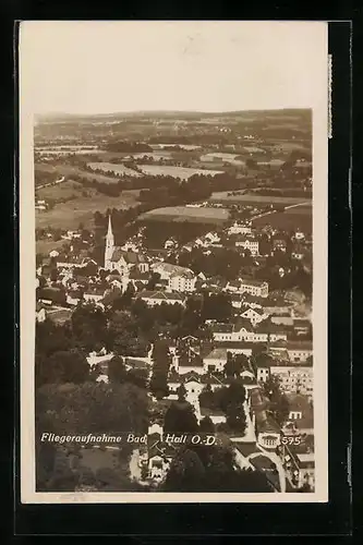 AK Bad Hall, Teilansicht mit Kirche, Fliegeraufnahme