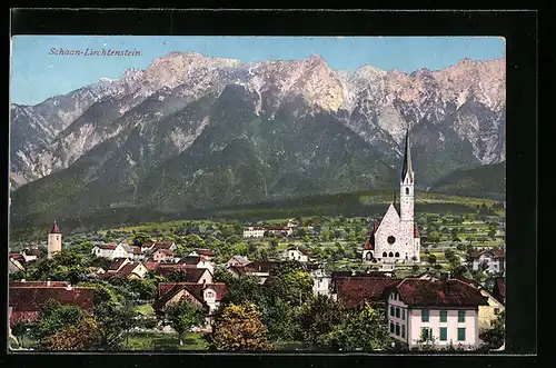 AK Schaan, Teilansicht mit Kirche