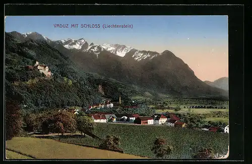 AK Vaduz, Teilansicht mit Schloss