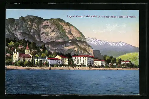 AK Cadenabbia /Lago di Como, Chiesa Inglese e Hotel Britania