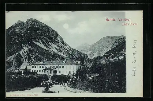 Mondschein-AK Bormio /Valtellina, Bagni Nuovi