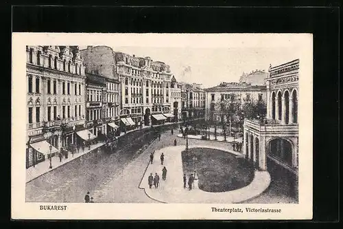 AK Bukarest, Theaterplatz und Victoriastrasse