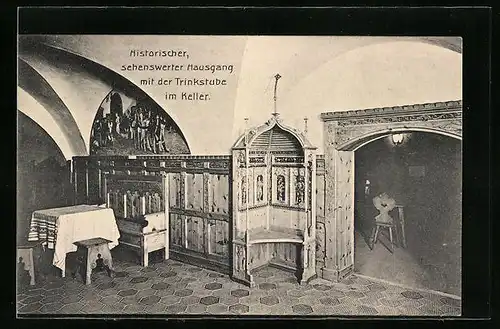 AK Sterzing, Central-Hotel Alte Post, Historischer, sehenswerter Hausgang mit der Trinkstube im Keller