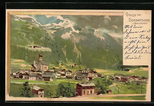 Künstler-AK Gossensass, Gesamtansicht vom Redwitzplatz