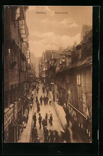 AK Hamburg, Niedernstrasse mit Geschäft