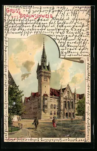 Lithographie Braunschweig, Neues Rathaus