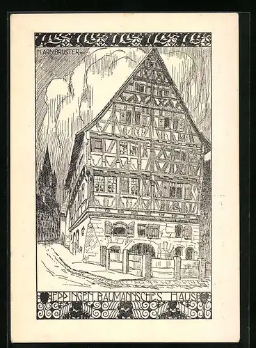 Künstler-AK Eppingen, Zur Erinnerung an die Einweihung der Jugendherberge 1934, Baumannsches Haus