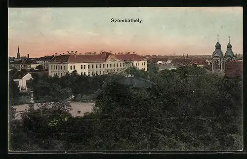 AK Szombathely, Ortsansicht aus der Vogelschau