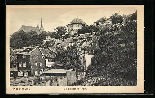 AK Nordhausen, Stadtmauer mit Dom
