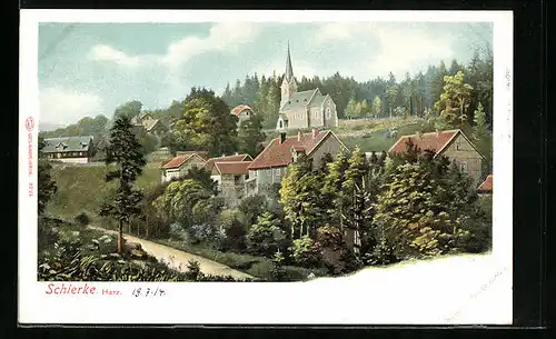 AK Schierke /Harz, Ortsansicht mit Kirche