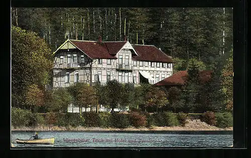 AK Bad Lauterberg, Wiesenbeker Teich mit Hotel und Pensionshaus