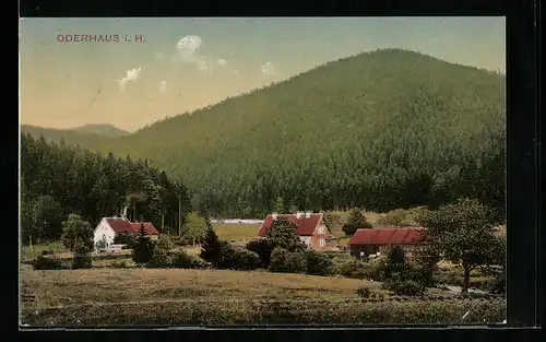 AK Oderhaus i. H., Ortsansicht aus der Vogelschau