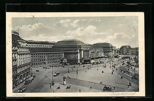 AK Leipzig, Der Hauptbahnhof aus der Vogelschau