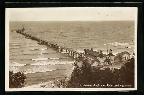 AK Ostseebad Sellin auf Rügen, Landungsbrücke