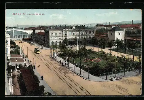 AK Chemnitz, Hauptbahnhof aus der Vogelschau