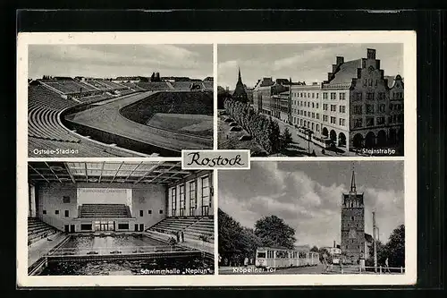 AK Rostock, Ostsee-Stadion, Steinstrasse, Kröpeliner Tor, Schwimmhalle Neptun