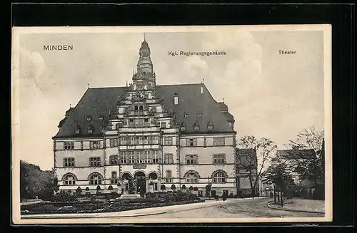 AK Minden i. W., Kgl. Regierungsgebäude und Theater