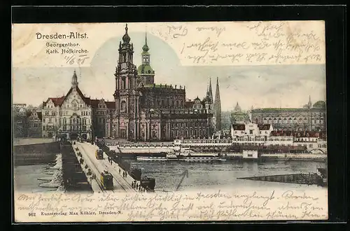AK Dresden-Altstadt, Georgenthor und Kath. Hofkirche