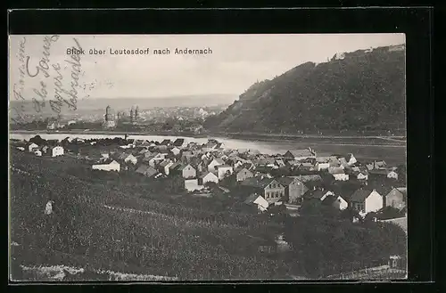 AK Leutesdorf, Blick über den Ort nach Andernach