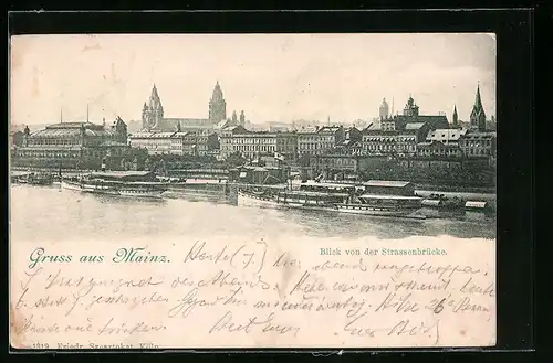 AK Mainz, Blick von der Strassenbrücke